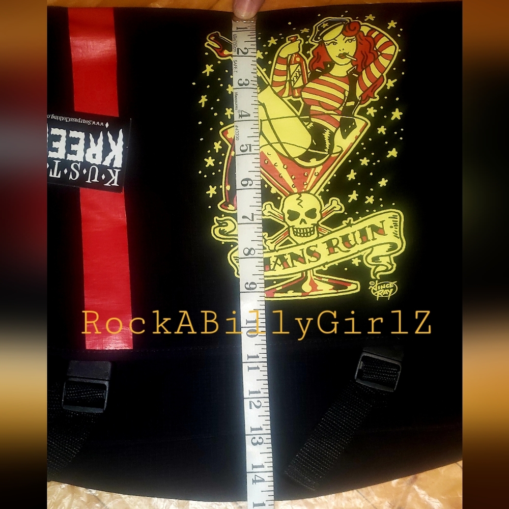 Sourpuss Man's Ruin Pinup Girl Martini Glass Tattoo Flash Laptop Messenger Bag - Picture 3 of 16